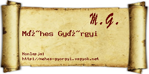 Méhes Györgyi névjegykártya